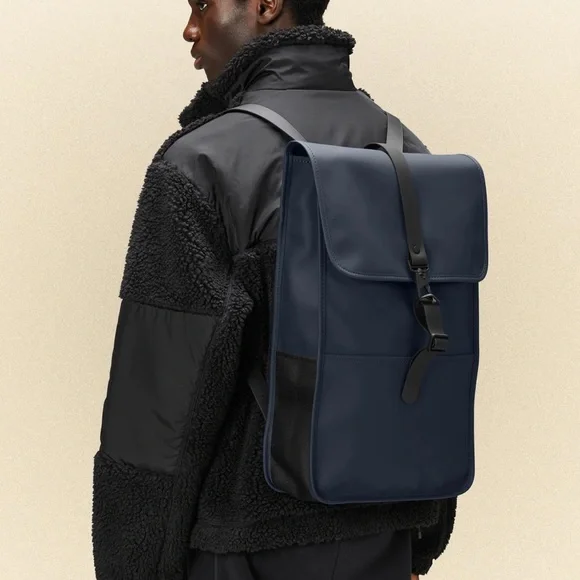Rains | Bags | Rains Rolltop Rucksack Navy Reflective  display picture 1